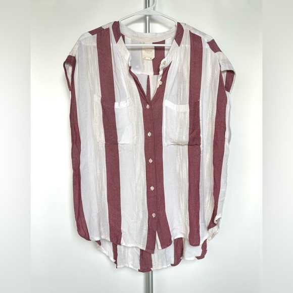 Harper Heritage Lightweight Sleeveless Button‎ Up Striped Camp Shirt - Size XL - Picture 1 of 8
